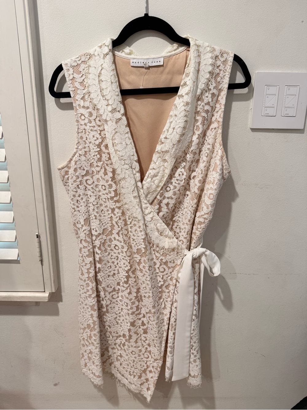 Endless Rose Ivory Lace Wrap Mini Dress